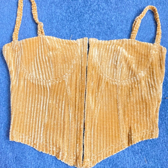 Corduroy Bustier Camisole Top XS Half-Cup Design Adjustable Straps Retro new - Picture 5 of 6